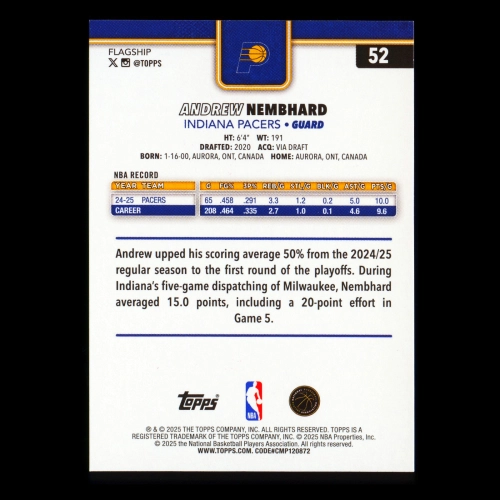 Andrew Nembhard 2025-26 Topps Silver Holo Foil Pacers