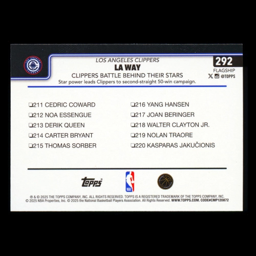 James Harden 2025-26 Topps Rainbow Foil Checklist Clippers