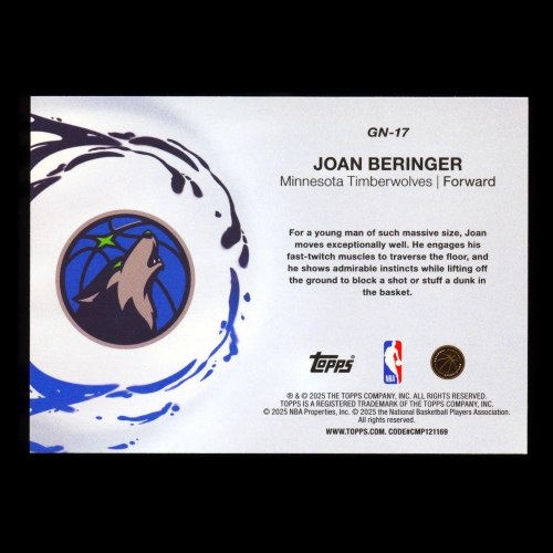 Joan Beringer RC 2025-26 Topps Generation Now Rookie Timberwolves