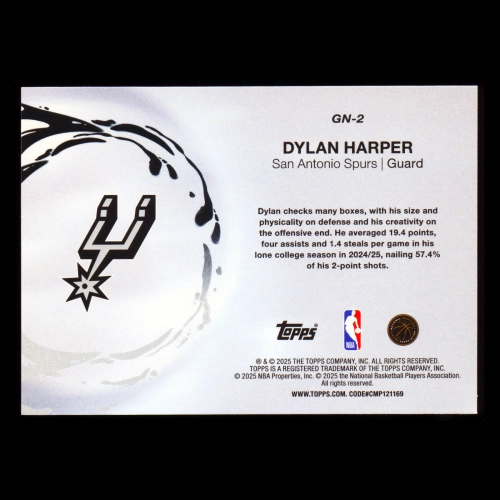 Dylan Harper RC 2025-26 Topps Generation Now Rookie Spurs
