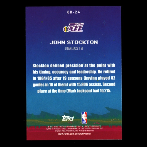 John Stockton 2025-26 Topps 8-Bit Ballers Jazz