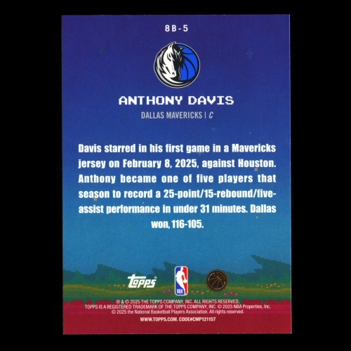 Anthony Davis 2025-26 Topps 8-Bit Ballers Mavericks