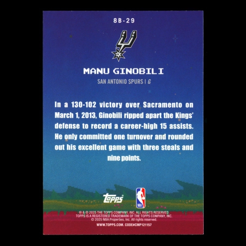 Manu Ginobili 2025-26 Topps 8-Bit Ballers Spurs