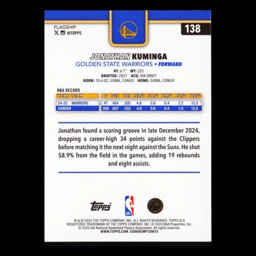 Jonathan Kuminga 2025-26 Topps Season Tip Off Warriors