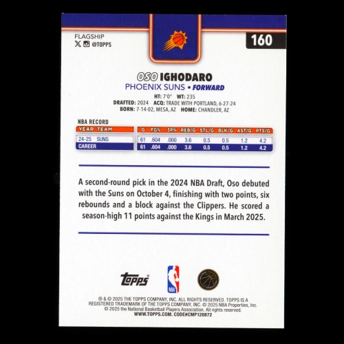 Oso Ighodaro 2025-26 Topps Season Tip Off Suns
