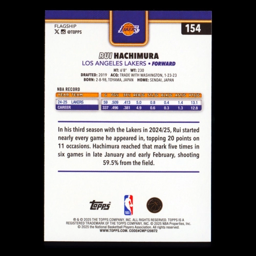Rui Hachimura 2025-26 Topps Season Tip Off Lakers