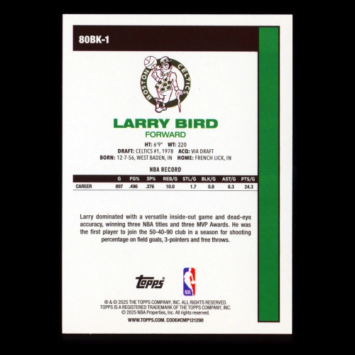 Larry Bird 2025-26 Topps '80-81 Topps Retro Celtics