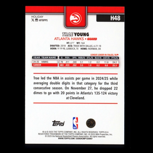 Trae Young 2025-26 Topps Holiday Hawks