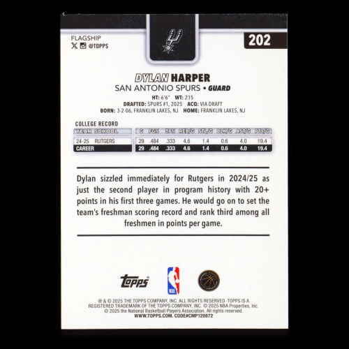 Dylan Harper RC 2025-26 Topps Rookie Spurs