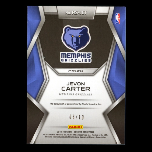 Jevon Carter RC 2018-19 Spectra Rising Stars Signatures Gold Grizzlies 06/10
