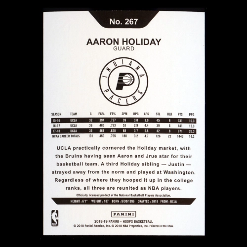 Aaron Holiday RC 2018-19 Panini NBA Hoops Rookie Pacers