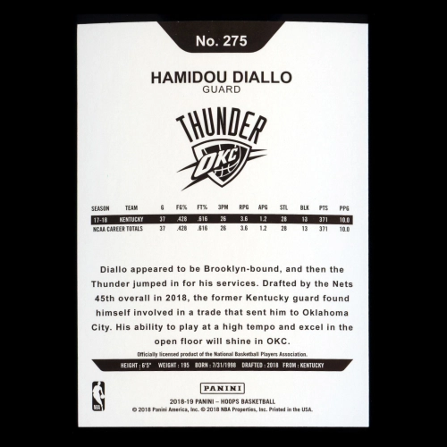 Hamidou Diallo RC 2018-19 Panini NBA Hoops Rookie Thunder