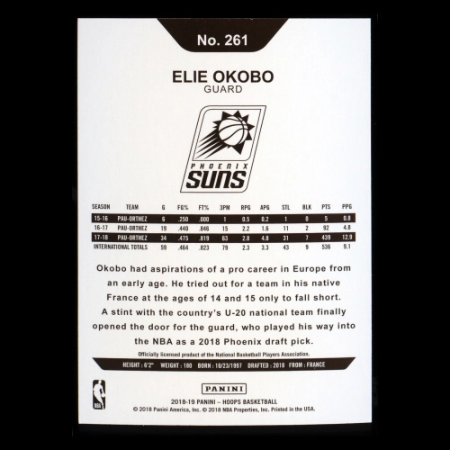 Elie Okobo RC 2018-19 Panini NBA Hoops Rookie Suns