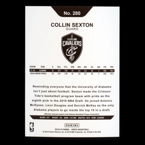 Collin Sexton RC 2018-19 Panini NBA Hoops Rookie Cavaliers