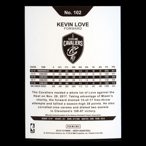 Kevin Love 2018-19 Panini NBA Hoops Purple Cavaliers