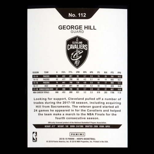 George Hill 2018-19 Panini NBA Hoops Purple Cavaliers