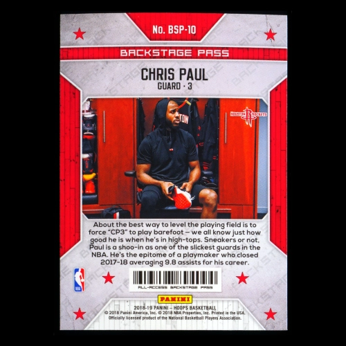 Chris Paul 2018-19 Hoops Backstage Pass Rockets