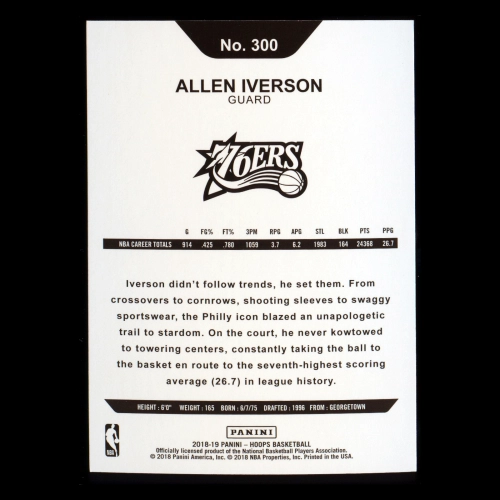 Allen Iverson 2018-19 Panini NBA Hoops Tribute 76ers