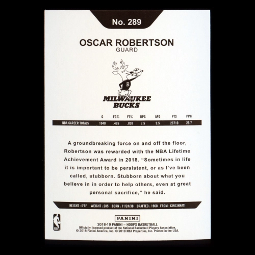 Oscar Robertson 2018-19 Panini NBA Hoops Tribute Bucks