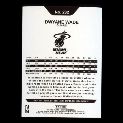 Dwyane Wade 2018-19 Panini NBA Hoops Tribute Heat