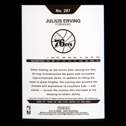 Julius Erving 2018-19 Panini NBA Hoops Tribute 76ers