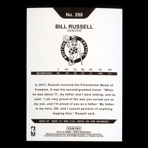 Bill Russell 2018-19 Panini NBA Hoops Tribute Celtics