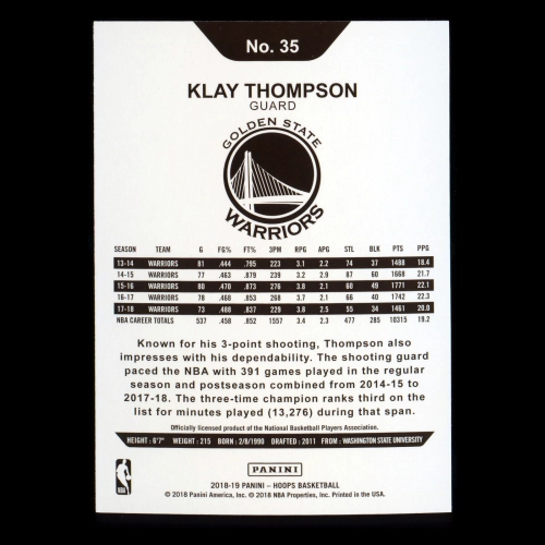 Klay Thompson 2018-19 Panini NBA Hoops Warriors