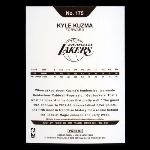 Kyle Kuzma 2018-19 Panini NBA Hoops Lakers