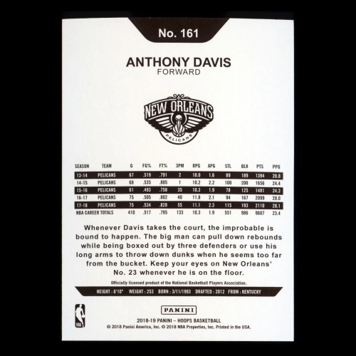 Anthony Davis 2018-19 Panini NBA Hoops Pelicans