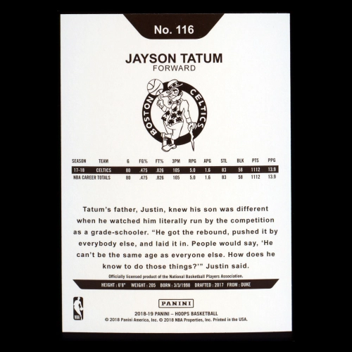Jayson Tatum 2018-19 Panini NBA Hoops Celtics