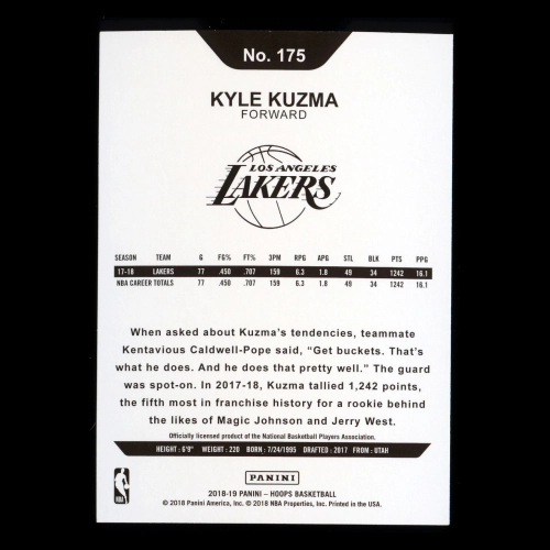 Kyle Kuzma 2018-19 Panini NBA Hoops Lakers