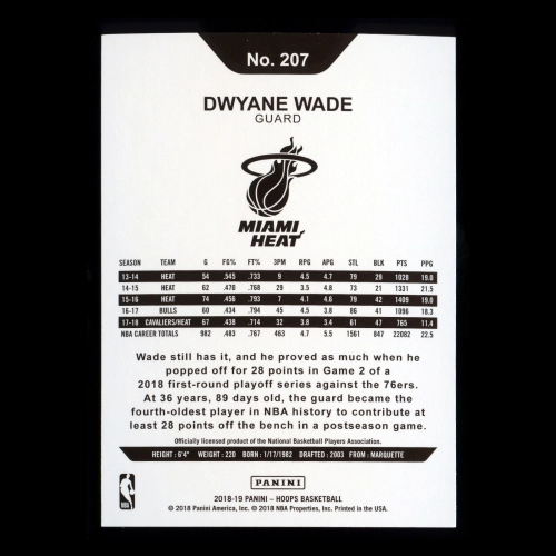 Dwyane Wade 2018-19 Panini NBA Hoops Heat