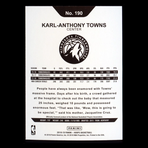 Karl-Anthony Towns 2018-19 Panini NBA Hoops Timberwolves