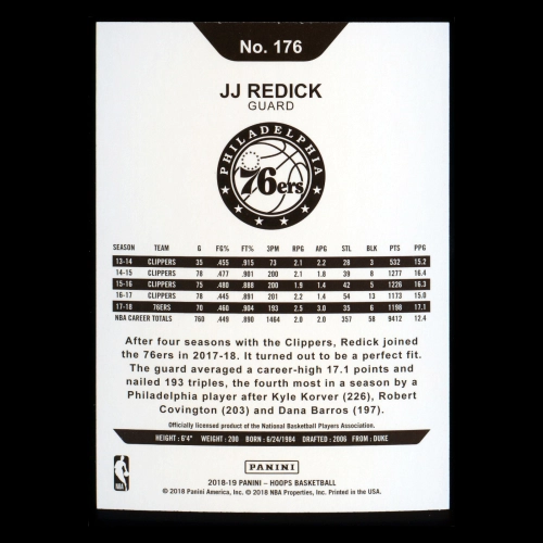 JJ Redick 2018-19 Panini NBA Hoops 76ers