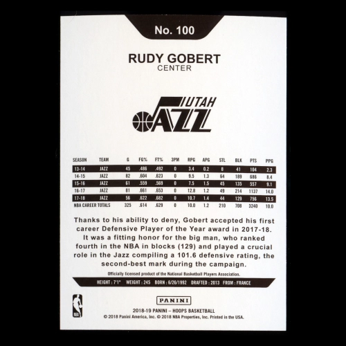 Rudy Gobert 2018-19 Panini NBA Hoops Jazz