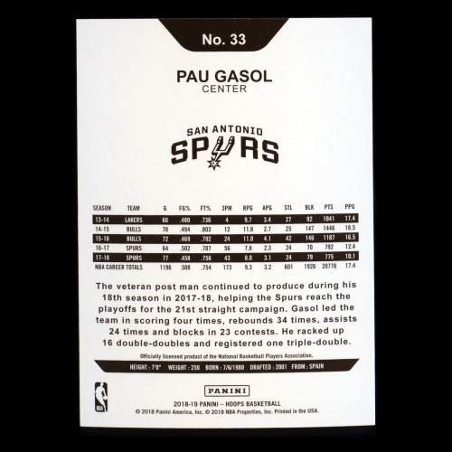 Pau Gasol 2018-19 Panini NBA Hoops Spurs