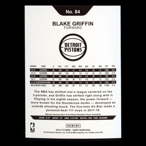 Blake Griffin 2018-19 Panini NBA Hoops Pistons