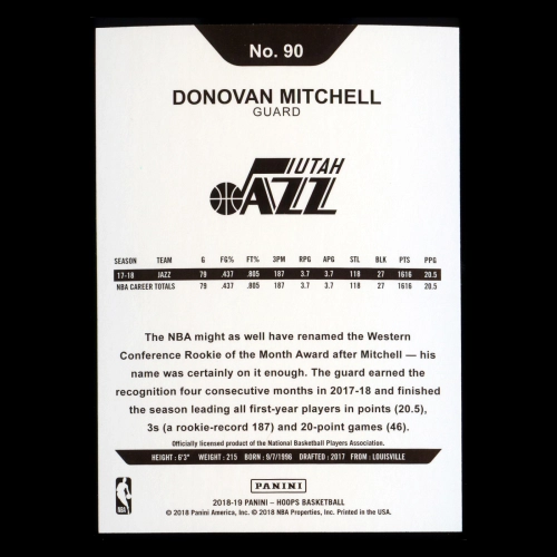 Donovan Mitchell 2018-19 Panini NBA Hoops Jazz
