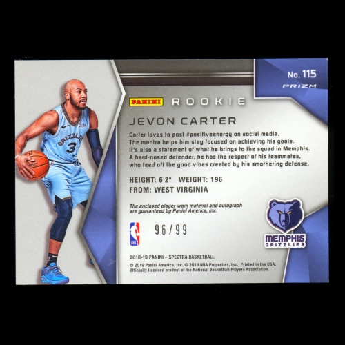 Jevon Carter 2018-19 Spectra Neon Blue JSY AU Grizzlies 96/99