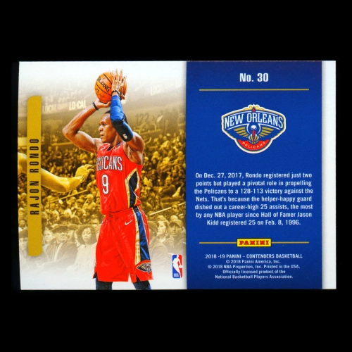 Rajon Rondo 2018-19 Contenders Playing the Numbers Game Lakers