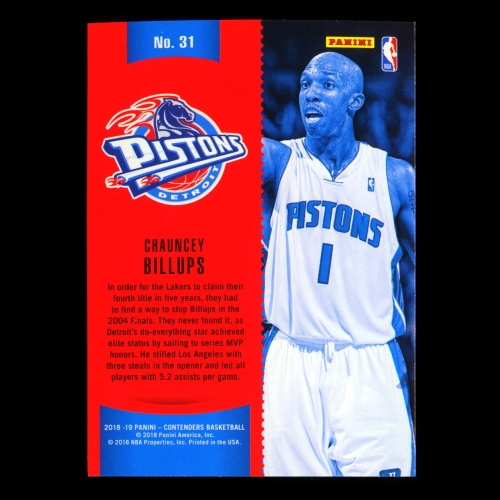 Chauncey Billups 2018-19 Contenders Winning Tickets Pistons