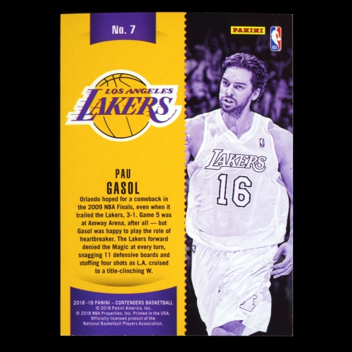 Pau Gasol 2018-19 Contenders Winning Tickets Lakers