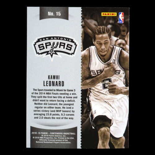 Kawhi Leonard 2018-19 Contenders Winning Tickets Raptors