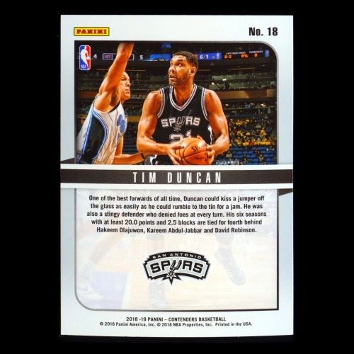 Tim Duncan 2018-19 Contenders Hall of Fame Contenders Spurs