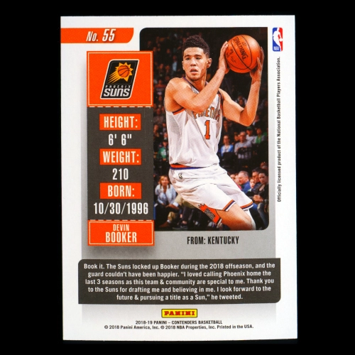 Devin Booker 2018-19 Contenders Game Ticket Green Suns