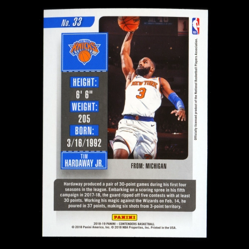 Tim Hardaway Jr. 2018-19 Contenders Game Ticket Green Knicks