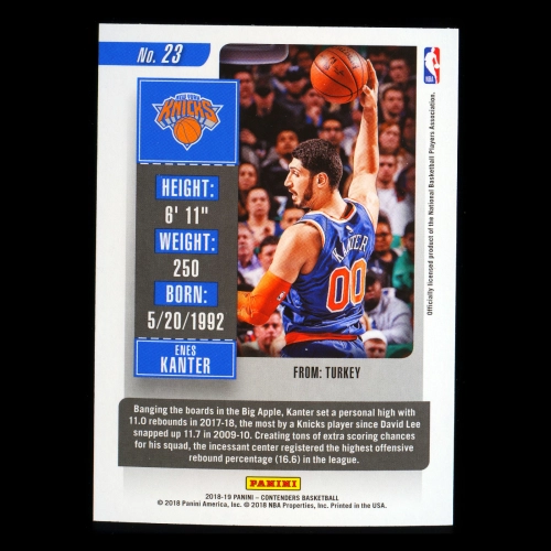 Enes Kanter 2018-19 Contenders Game Ticket Green Knicks
