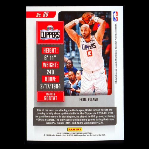 Marcin Gortat 2018-19 Contenders Game Ticket Red Clippers