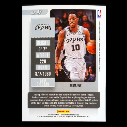 DeMar DeRozan 2018-19 Contenders Game Ticket Red Spurs