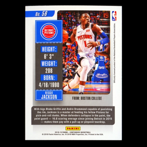 Reggie Jackson 2018-19 Contenders Game Ticket Red Pistons